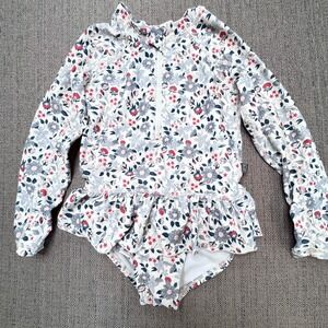 Modern Moments by Gerber Girls Floral Ruffle Long Sleeve Rash Guard Swimsuit 5T